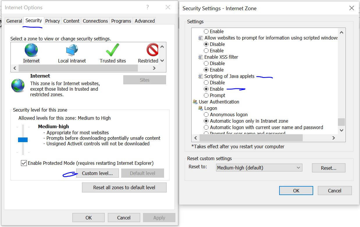 Enable java in your browser settings