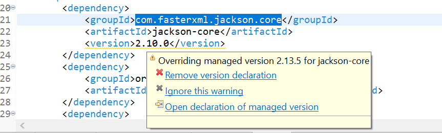  Overriding a managed version can cause java.lang.noclassdeffounderror
