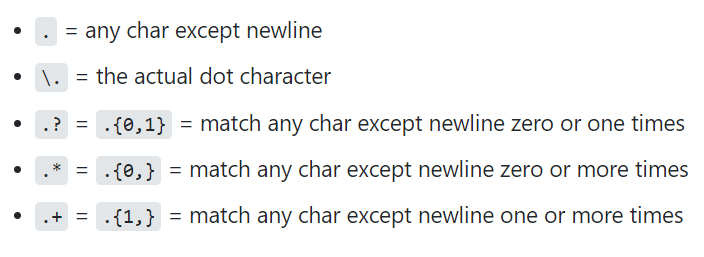 Regex to match any character