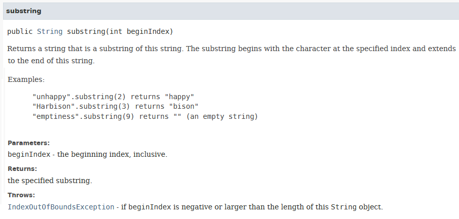 substring method first variant