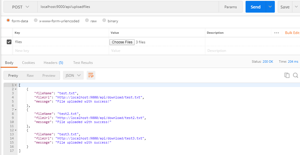 Test upload multiple files with postman